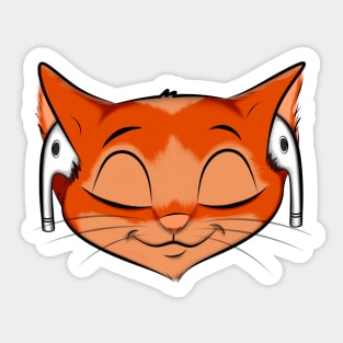 Cat with Bluetooth headphones listening to music Sticker